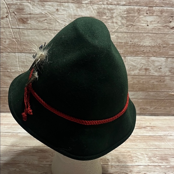 Vintage Bavarian Felt Fedora Hat Scarlet Cord Chiemsee Pick Edelweiss Pins main image 8